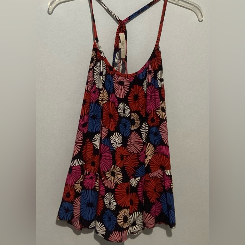 Loft Racerback Tank Bottom Ruffle Vibrant Colors Small